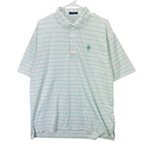 Turtleson Golf Polo Shirt Men’s Size‎ XL White Mint Striped Short Sleeve